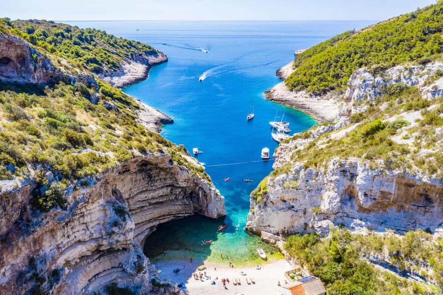 From Hvar: Blue Cave, Green Cave & 5 Islands Speedboat Tour - Vis and the possible Mamma Mia detour