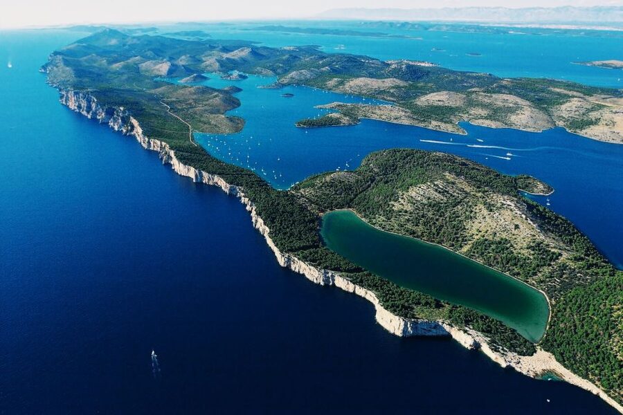 From Sinj: 1.5-Hour Private Flight over Kornati & Šibenik - Leaving Sinj and crossing the Kozjak slopes