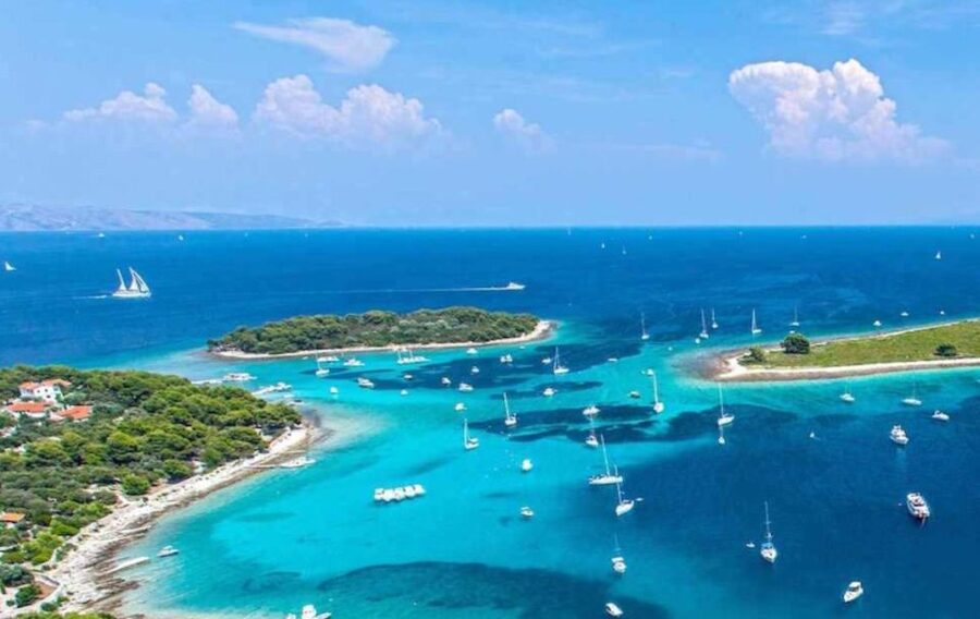From Split: Blue Lagoon & 2 Islands half-day Private - Trogir viewed from the water
