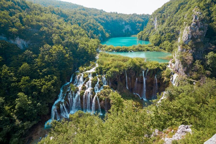 From Split or Trogir: Plitvice Lakes Guided Full-Day Tour - The electric train from Prošćansko Lake