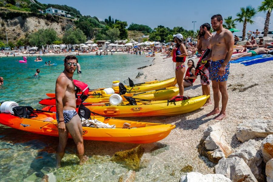 From Split: Sea Kayaking Tour - Kašjuni Beach brings swimming, snorkeling, and a little nerve