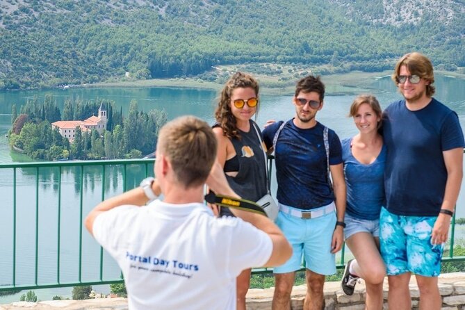 Krka Waterfalls and wine tasting Tour from Split or Trogir - Views toward Visovac Island and the Krka canyon
