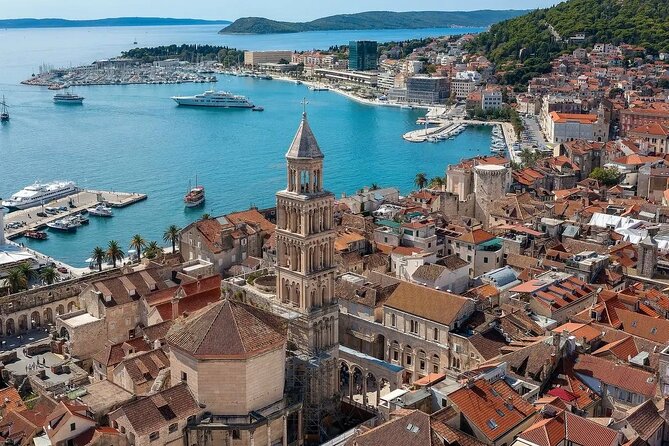 Split and Trogir from Cruise Ship in Split - Saint Domnius Cathedral and the Riva waterfront