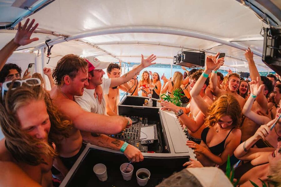 Split: Blue Lagoon Boat Party with Slide, Dj and After Party - The first 30-minute swim stop at a quiet bay