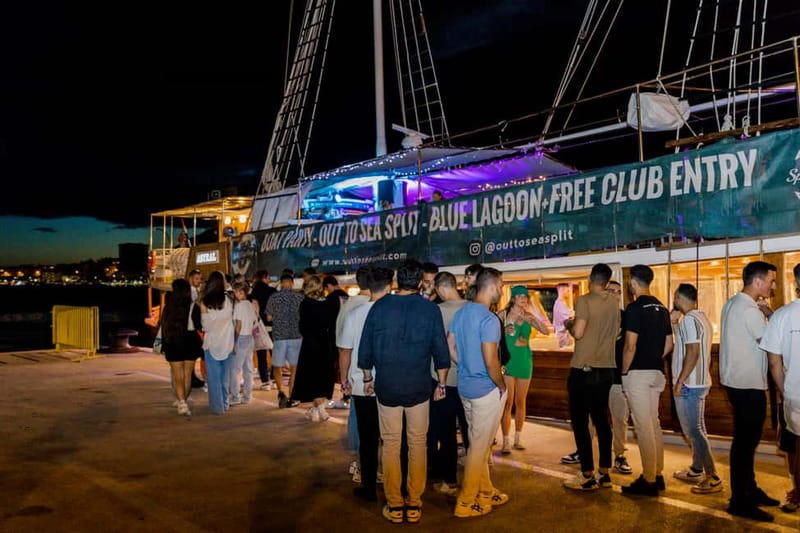 Split: Boat Crawl with Nightclub Access, Shots, & Boat Party - Following the group through at least three venues