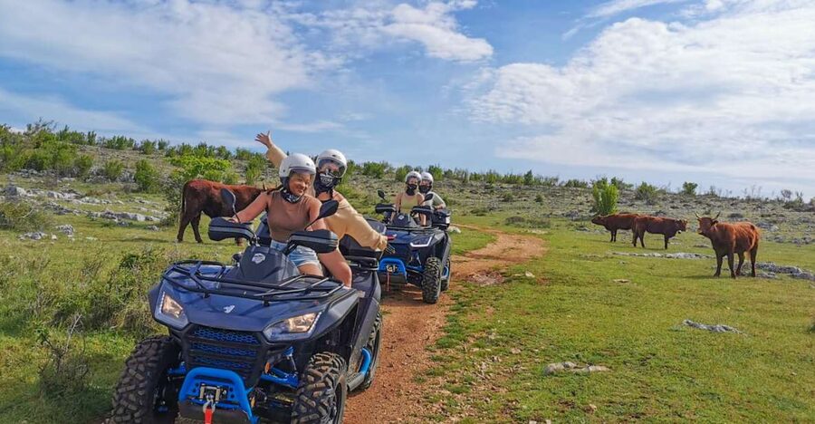 Split: Dalmatian Quad Tour with River Swimming & Picnic - Rocky tracks, fields, and mountain views