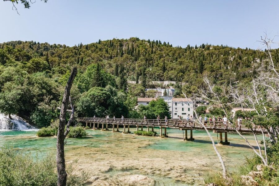 Split: Krka Waterfalls Trip with Boat Cruise and Swimming - Two hours in Primošten