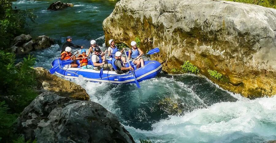 Split/Omiš: Cetina River Rafting with Cliff Jump & Swimming - Getting suited up beside the Cetina