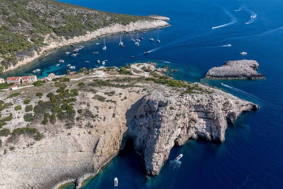 Split or Trogir: Blue Cave, Vis, and Hvar Speedboat Day Trip - Inside the Blue Cave on Biševo