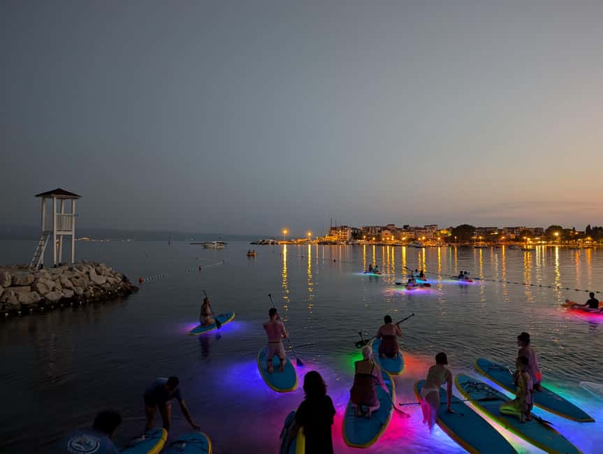 Split: Stand Up Paddleboard Night Glow Tour - White rocks, river water, and stars overhead